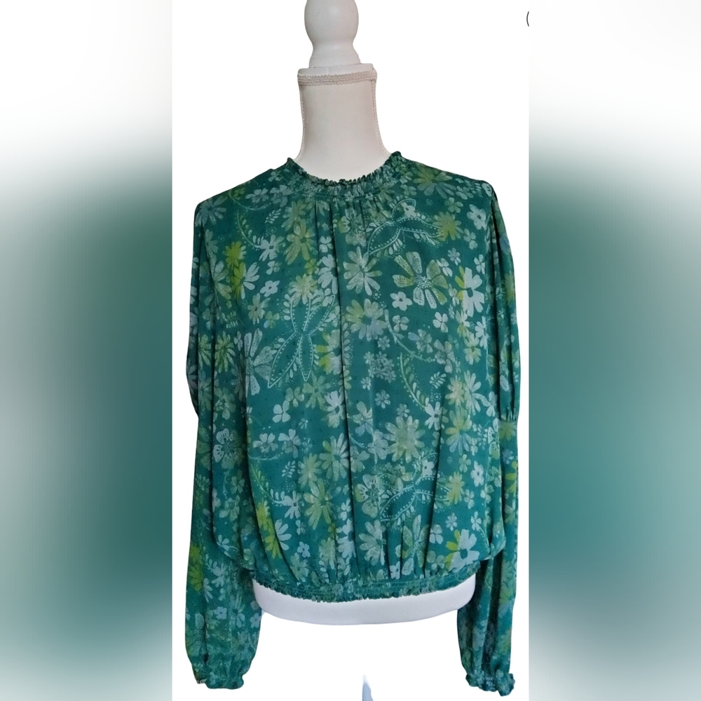 Free People Green Floral Top